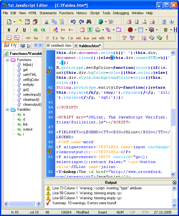 1st JavaScript Editor Lite 2.0 screenshot